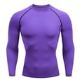 thumbnail image 5 of IWRICH Men's Compression Outfits Cool Long Sleeve Athletic Sets 2 Piece Sports Base Layer Workout Leggings Purple XXL, 5 of 8