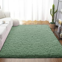 Dwelke Fluffy Shag Area Rugs Soft Fuzzy Shaggy Rugs for Girls Bedroom Kids Room Carpet Furry Throw Dorm Rug , 5'x8',Mustard Green