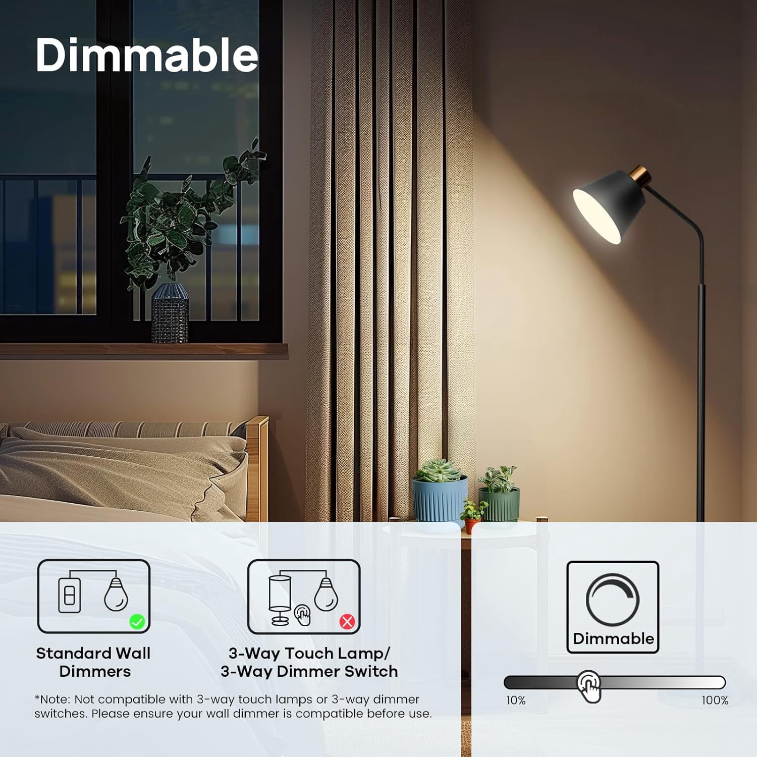 A19 LED Light Bulbs Dimmable,60W Equivalent,3000K Warm White,9W 800 Lumens,E26 Standard Base,UL Listed,Lighting for Bedroom Living Room Home Office,5 Packs