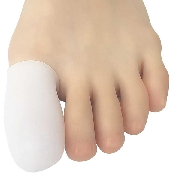 Gel Big Toe Cap Sleeve Protector Cushions Pads Guard Cover Separator Bunion Hammer Toe Callus Corn Blister Missing Ingrown Nails (Large - 6 Pack, White)