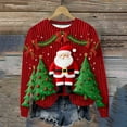 thumbnail image 2 of YUGYXL Christmas Sweatshirt for Women Fleece Lined Long Sleeve Crewneck Cute Print Holiday Party Pullover Tops C Red XXL, 2 of 9