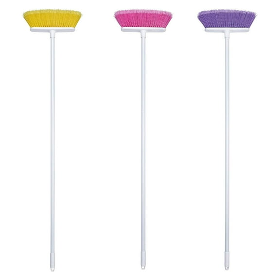 Soft Sweep Magnetic Action Broom Assorted Colors with White Metal Handles (2 Brooms)
