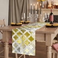 thumbnail image 2 of Yellow Morocco 120 Inch Table Runner, Retro Grey Foil Painting Grunge Tribal Farmhouse Dresser Scarf Cotton & Linen Tablerunner for Dining/Kitchen Island/Holiday Party Décor 13" x 120", 2 of 9