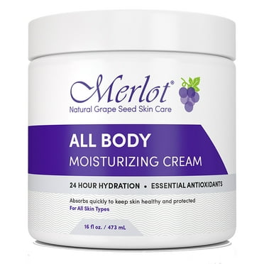 Merlot All Body Skin Moisturizing Cream with Essential Antioxidants, Hydrating, 16 oz