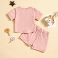 thumbnail image 4 of VNKIDY Toddler Boys Girls Short Sleeve Solid Color O-Neck Sweatshirt Pullover Tops Shorts Outfits Sets Holiday, 4 of 9