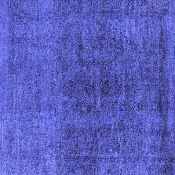 Ahgly Company Machine Washable Indoor Square Oriental Blue Industrial Area Rugs, 6' Square