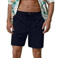 thumbnail image 2 of Liquidación DDAPJ pyju Men's Cotton Linen Shorts Elastic Waist Drawstring Summer Beach Shorts Baggy Comfy Lounge Shorts with Pockets Navy L, 2 of 8
