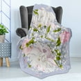 thumbnail image 4 of Flowers Soft Flannel Fleece Blanket, Romantic Bridal Bouquet with Peonies Leaves and Gypsophila Valentines Day Wedding, Cozy Plush for Indoor and Outdoor Use, 60" x 80", Multicolor, by Ambesonne, 4 of 5