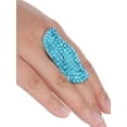 thumbnail image 2 of Women's Stone Studded Curved Boho Fashion Stretch Ring, Aqua, 2 of 3