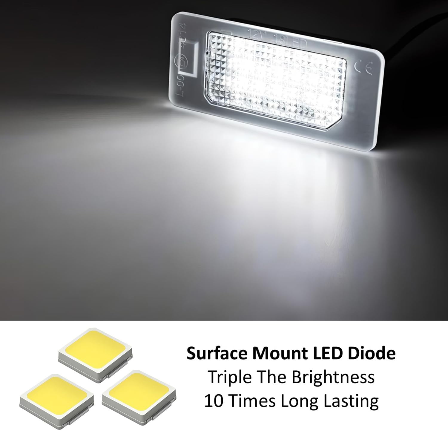 Xenon White 3W Full LED License Plate Light Kit For Volkswagen: Jetta Passat Touareg, For Audi: A1 A6 A7 Q5 TT w/ Canbus Error Free Decoders