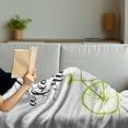 thumbnail image 3 of Bicycle Soft Flannel Fleece Throw Blanket, Life is a Bike Ride Words Print Pastel Color Unique Ride Graphic, Cozy Plush for Indoor and Outdoor Use, 70" x 90", Green Black, by Ambesonne, 3 of 5