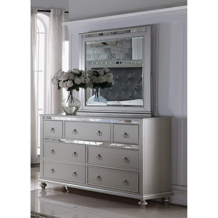 Lyke Home Nevaeh Silver Dresser Mirror Combo Walmart Com