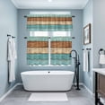thumbnail image 3 of Farmhouse Aqua Brown Kitchen Curtains Sets for Windows 24 Inch Length, Vintage Wooden Striped Rod Pocket Window Treatments Tier Curtains and Valances Set for Bedroom/Bathroom, 3 of 8