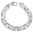 thumbnail image 2 of Sterling Silver 10.5mm Flat Mariner Chain Necklace for Men Nickel Free Italy 20 inch, 2 of 5