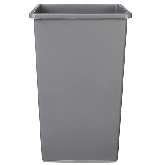Basics Square Waste Container, Open Top, Space Saving, 25 Gallons, Grey, Pack of 2