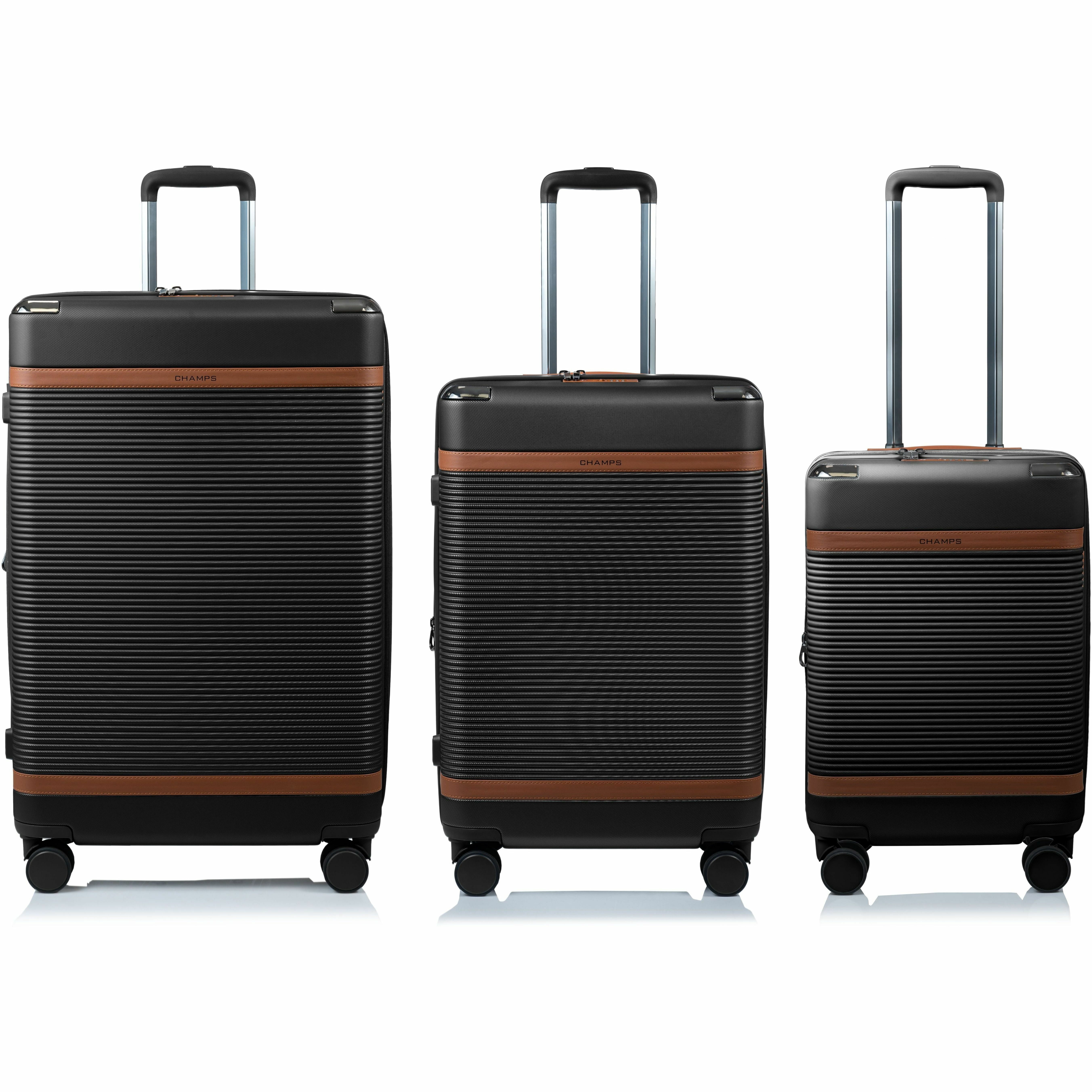 CHAMPS Vintage III Collection, 3-piece Hardside Luggage set, Black