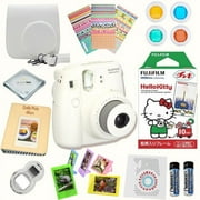 Fujifilm Instax Mini 8 Camera White + Fujifilm Instax mini 8 instant films 10 pack (Hello kitty) + MASSIVE BUNDLE for Fujifilm instax mini 8 camera