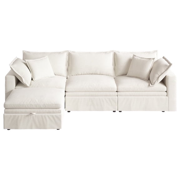 COPIAE 114" Cloud Couch, Oversized Modular Comfy Sofa for Living Room, L Shaped Sectional Couches with Detachable Sofa Cover, Storage Ottoman