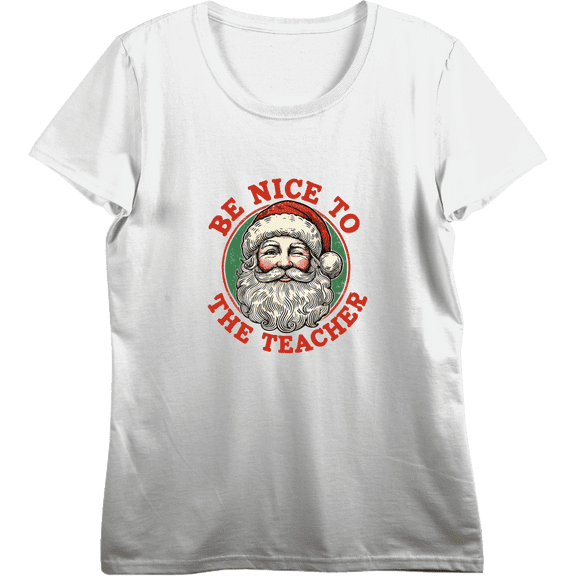 Be Nice To The Teacher Women's Vivid White Crew Neck Short Sleeve Crop Tee-Medium