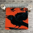 thumbnail image 3 of Ambesonne Indie Quilted Bedspread Set 3 Pcs, Raven with Microphone, Queen Size, Orange Black Blue, 3 of 3
