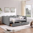 thumbnail image 4 of Harper & Bright Designs Queen Size Gingham Daybed with Storage Drawers, Linen Sofa Bed Frame with USB Port for Living Room and Bedroom, Black, 4 of 14