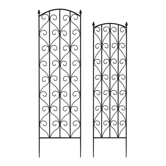 Pure Garden Set of 2 Decorative Garden Trellis for Climbing Plants (Black)