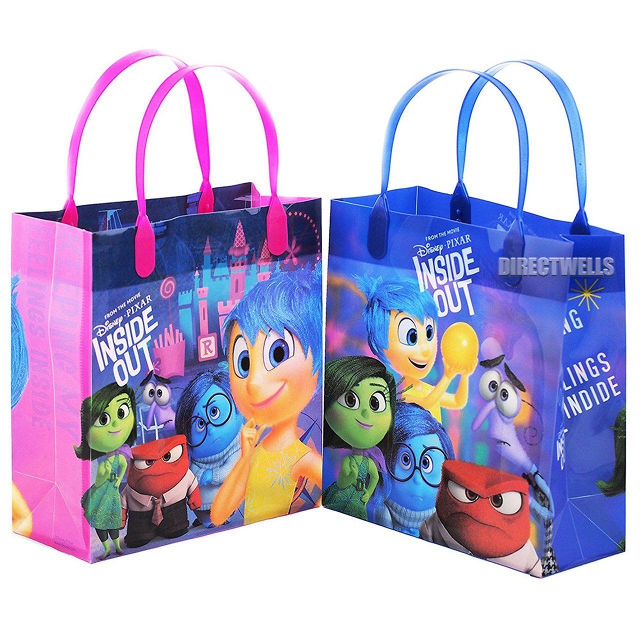 Inside Out Pack of 12 Party Favor Reusable Goodie Bags 8in