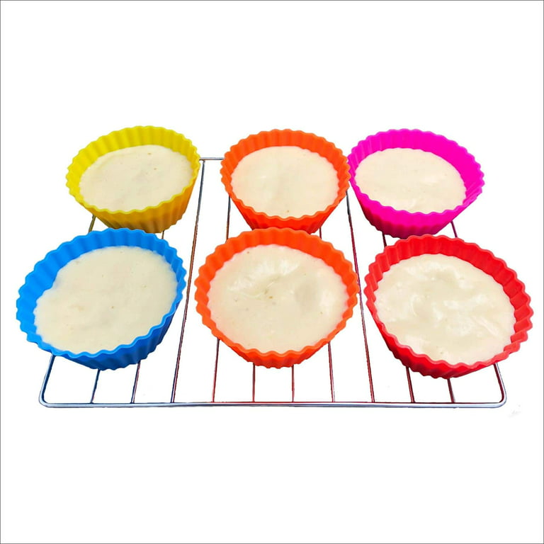 Silicone Cupcake Liners - Jumbo Large Thick Reusable Non-Stick Muffin Cups  Baking Supplies, Oven Safe Silicon Cup Cake Molds Holder Wrapper Sets