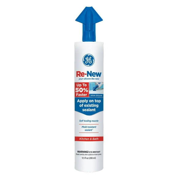 GE RE-NEW Silicone Sealant White Kitchen and Bath, 280 ml