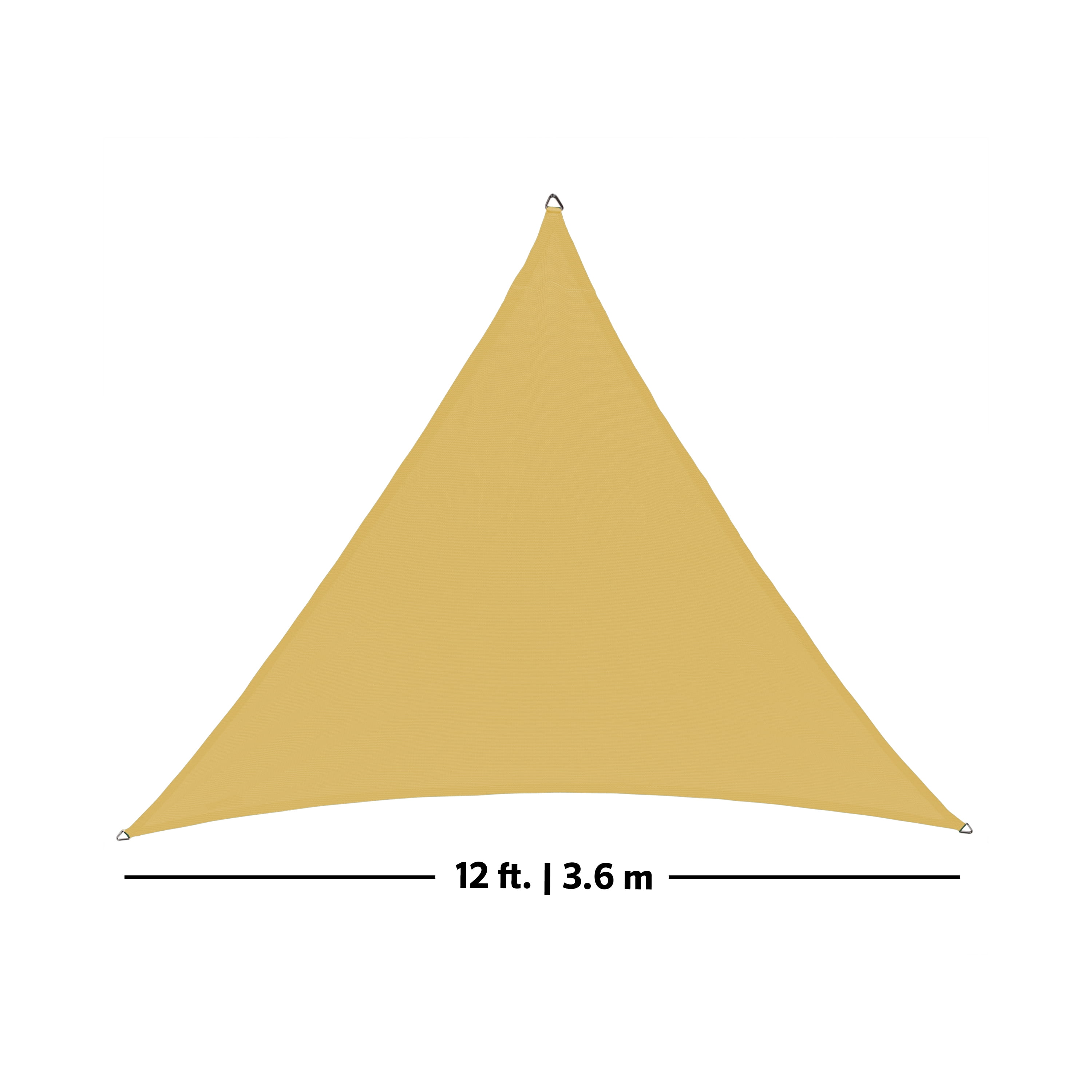 Coolaroo Coolhaven Outdoor Sun Shade Sail With Hardware Kit 95% UV Block Protection for Garden, Patio, Backyard, 12' Triangle, Sahara