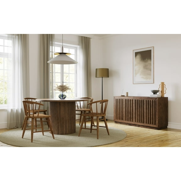 Fitz Traditional Solid Wood Curved Back Spindle Dining Chair (Set of 2)