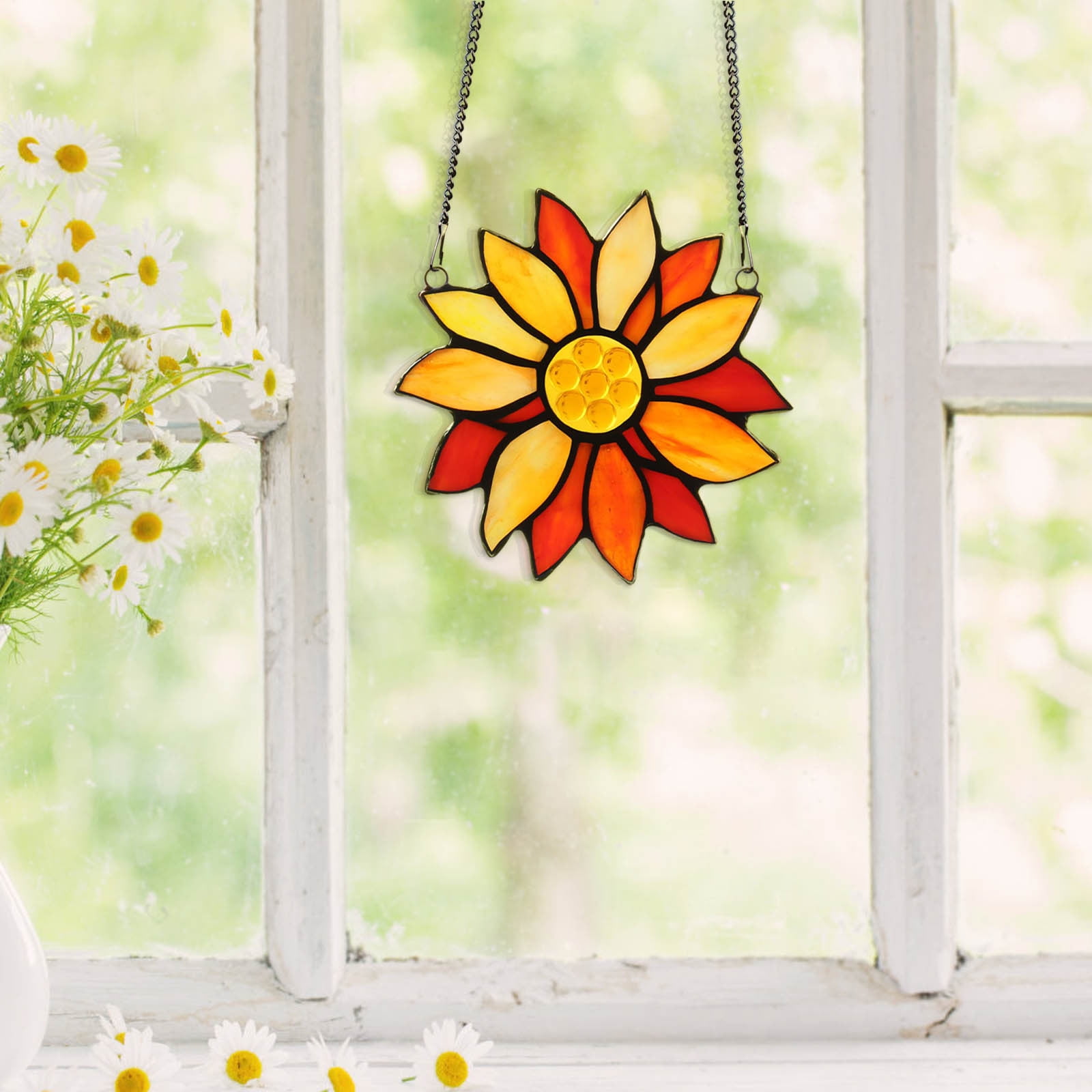 Yannianjz Sunflower Wind Chime Pendant, Colorful Acrylic Window Hanging Decor, Outdoor Garden Wind Chimes for Living Room, Bedroom, Courtyard