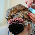 thumbnail image 3 of 2 Pcs Couvre-Chignon pour Femmes Accessoires Cheveux Filet de Chignon Barrettes, 3 of 9