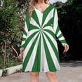thumbnail image 2 of Aesthetic Emerald Green And White Sunburst Long Sleeve Dresses For Women Vintage Elegant Party Dress Oversized V-neck Dress S-8XL, 2 of 7