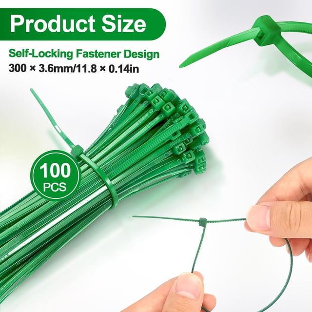 Transemion 100pcs Green Nylon Cable Ties Durable Non-toxic And Skin-friendly For Handcraft Projects Zip Tie 1Set