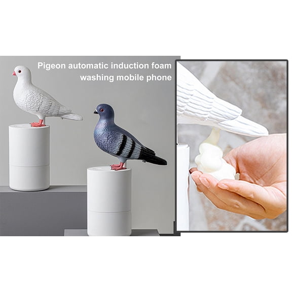 Thehsnt Automatic Touchless Foam Soap Dispenser - Cute Pigeon Design, Battery Operated, Countertop Hand Sanitizer Dispenser for Bathroom or Kitchen