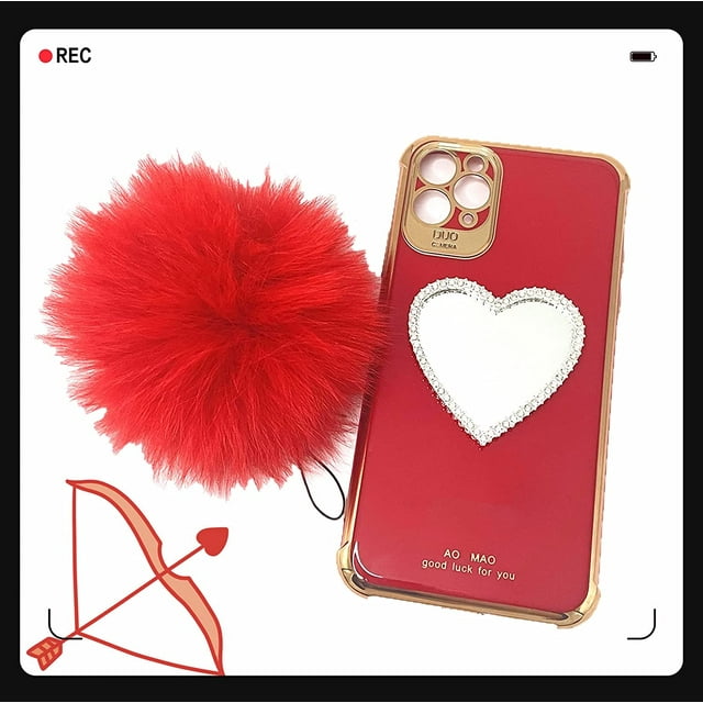 Makeup Mirror Mobile Phone Case, Luxurious Bling Heart-Shaped Mirror Phone Case(iPhone 7/8)