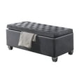 thumbnail image 2 of Grey Lift Top Storage Ottoman, Tufted Storage Bench with Wooden Legs, 45.5” Wide, Living Room Seating & Hidden Storage Grey + Bedroom + Grey + Velvet + Luxury + Eucalyptus + Flip Top + Wood+Fabric, 2 of 5