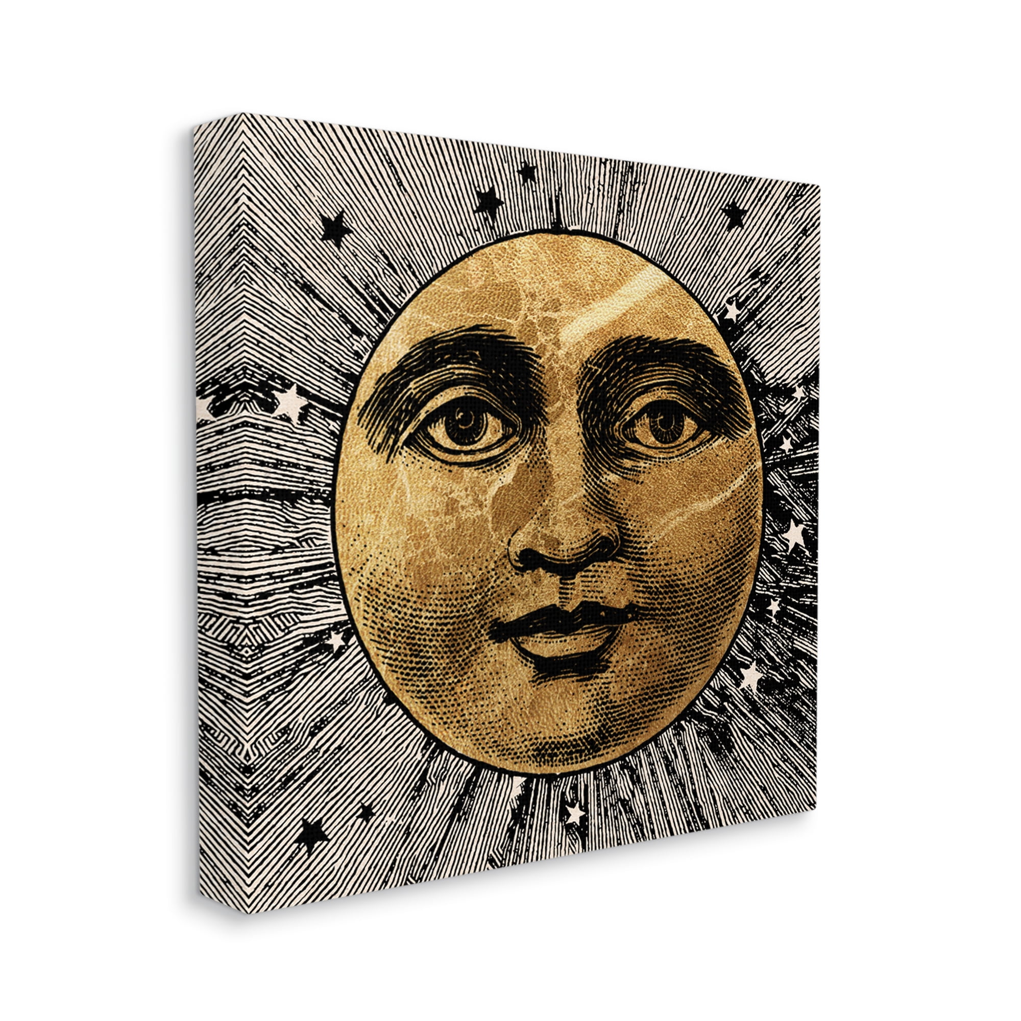 Stupell Industries Detailed Moon Face Landscape Painting Gallery Wrapped Canvas Art Print Wall Art, 36 x 36
