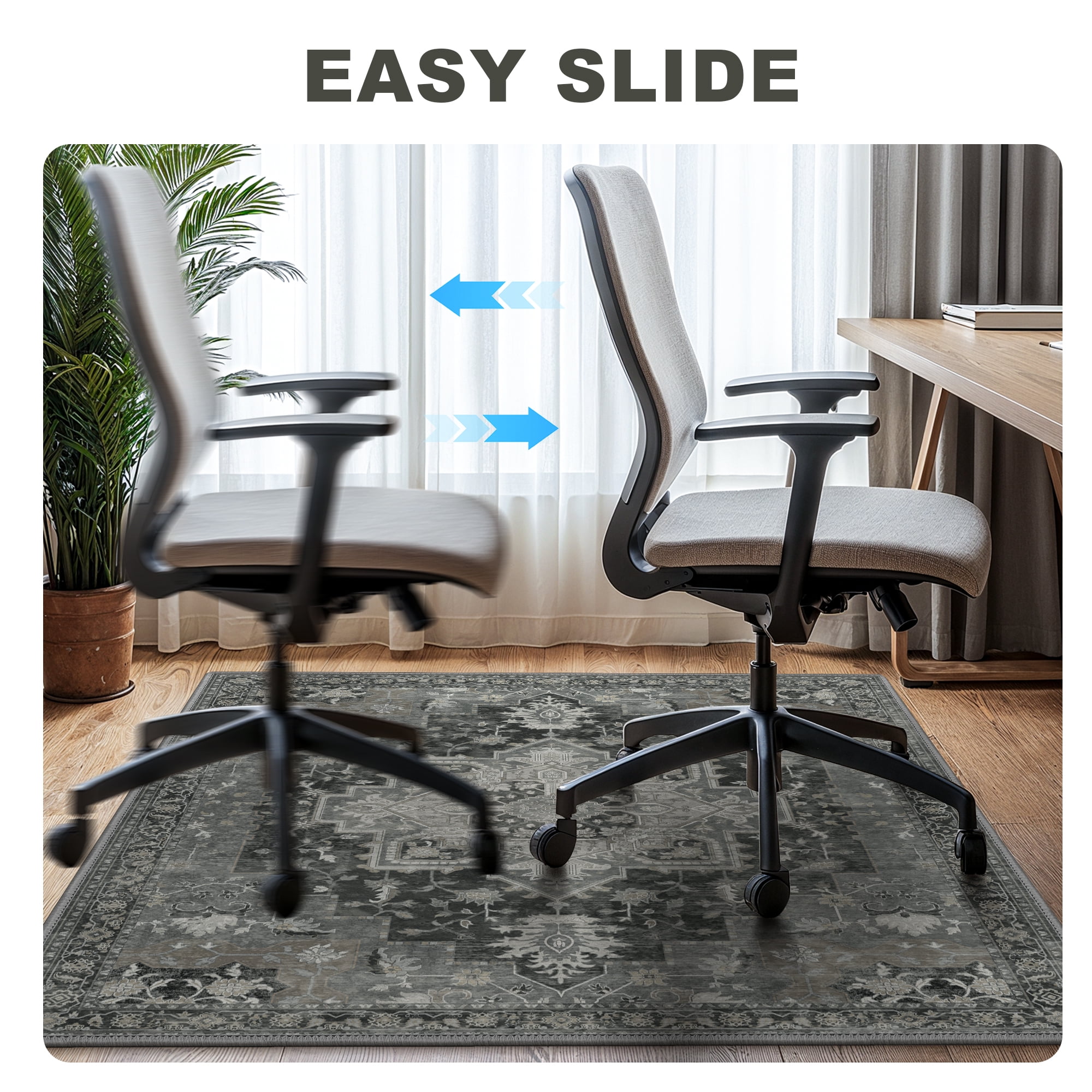 KUETH 36"X 48" Protective Flooring Office Chair Mat for Hardwood Floor and Tile Floor, Heavy Duty Desk Chair Mat for Carpets, Anti Slip Office Floor Mats for Rolling Chairs, Low Pile Under Desk Rug