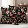 thumbnail image 2 of Watercolor Flowers Outdoor Pillow Covers 16x16 Set of 2,Waterproof Patio Throw Pillowcase Protectors,Farmhouse Floral Vintage Black Decorative Pillow Shams Cushion Covers for Seat Bed Couch Sofa, 2 of 8