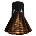 thumbnail image 5 of Women's Casual Fashion V Neck Long Sleeve Christmas Printed Party Vintage Dress for Holiday Events and Retro Style, Perfect for Women's Evening Wear,Coffee,L, 5 of 6
