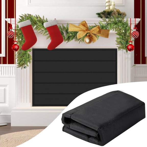 Fireplace Cover, Magnetic Fireplace Blocker Blanket Stops Heat Loss, Indoor Fireplace Draft Stopper Save Energy, Magnetic Fireplace Draft Cover for Iron Fireplace Frame (36"x27")，Fireplace Tools