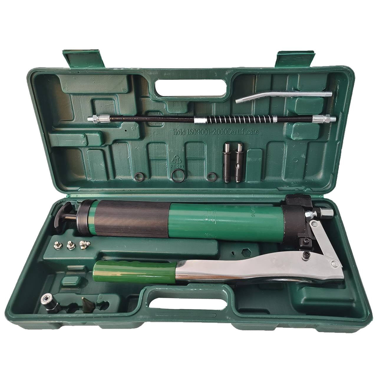 Dawot 13PCS Heavy Duty 9900 PSI Professional Lever Handle Grease GunAutomotive Maintenance Set Includes Flexible Hose with Spring Flat Head Grease Fitting Flame Tip Grease Fittings