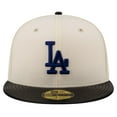 thumbnail image 2 of Men's New Era Cream Los Angeles Dodgers Game Night Leather Visor 59FIFTY Fitted Hat, 2 of 6