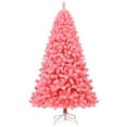 thumbnail image 1 of Patiojoy Pink Christmas Tree 7.5 Ft Xmas Decoration Tree w/ 1364 Snow Flocked PVC Tips & Metal Stand, 1 of 10