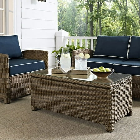 Bradenton Outdoor Wicker Glass Top Table