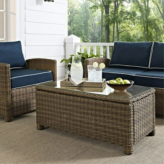 Bradenton Outdoor Wicker Glass Top Table