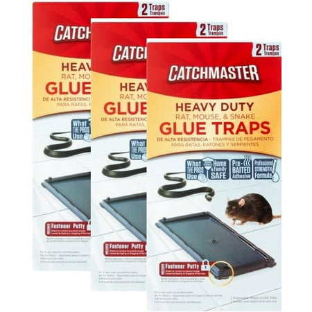 (3 Pack) Catchmaster Heavy Duty Baited Rat Glue Traps, 2 (Best Mouse Glue Traps)