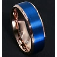 thumbnail image 3 of Wedding Ring Men. 8mm Rose Gold Tungsten Wedding Band Blue Matte Finish Top, 3 of 6